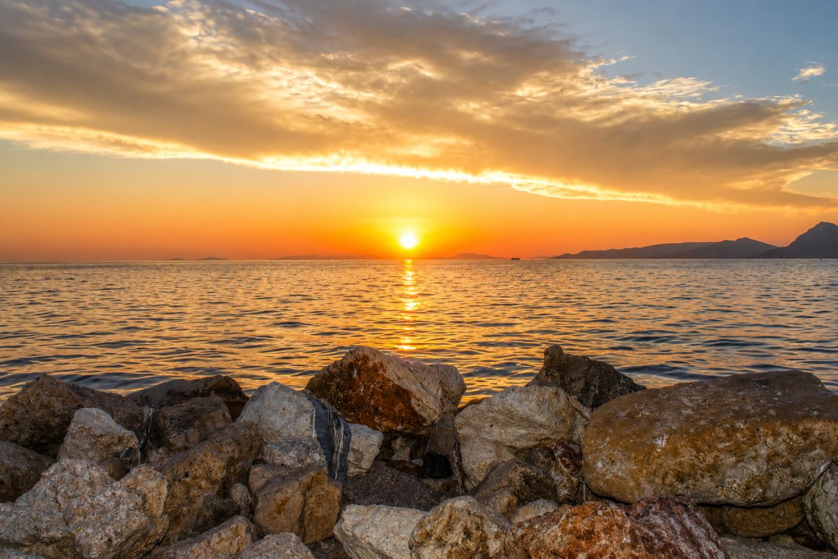 Ηλιοβασίλεμα στην παραλία κοντά στην Patras Villa Elia